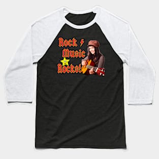 Rock Music Rocks! Corny Acoustic Guitar Music Baseball T-Shirt